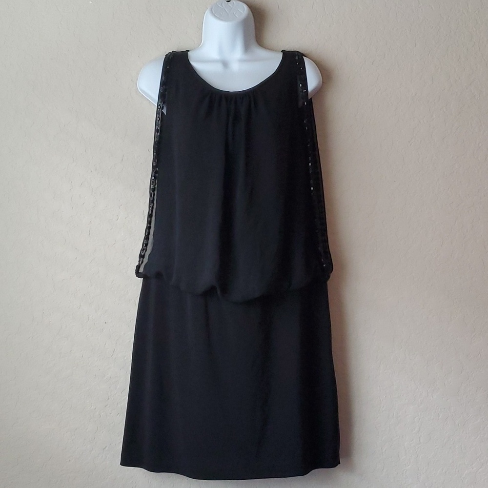 Scarlett size 12 Black Beaded Sleeveless dress with a Flattering Fit Lined